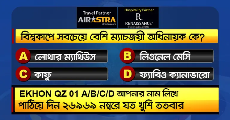 বিশ্বকাপের আজকের কুইজ